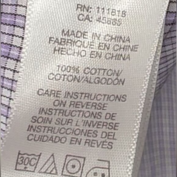 Michael Kors Long Sleeve Collared 100% Cotton Purple Button Down Shirt. Medium. - Picture 8 of 8